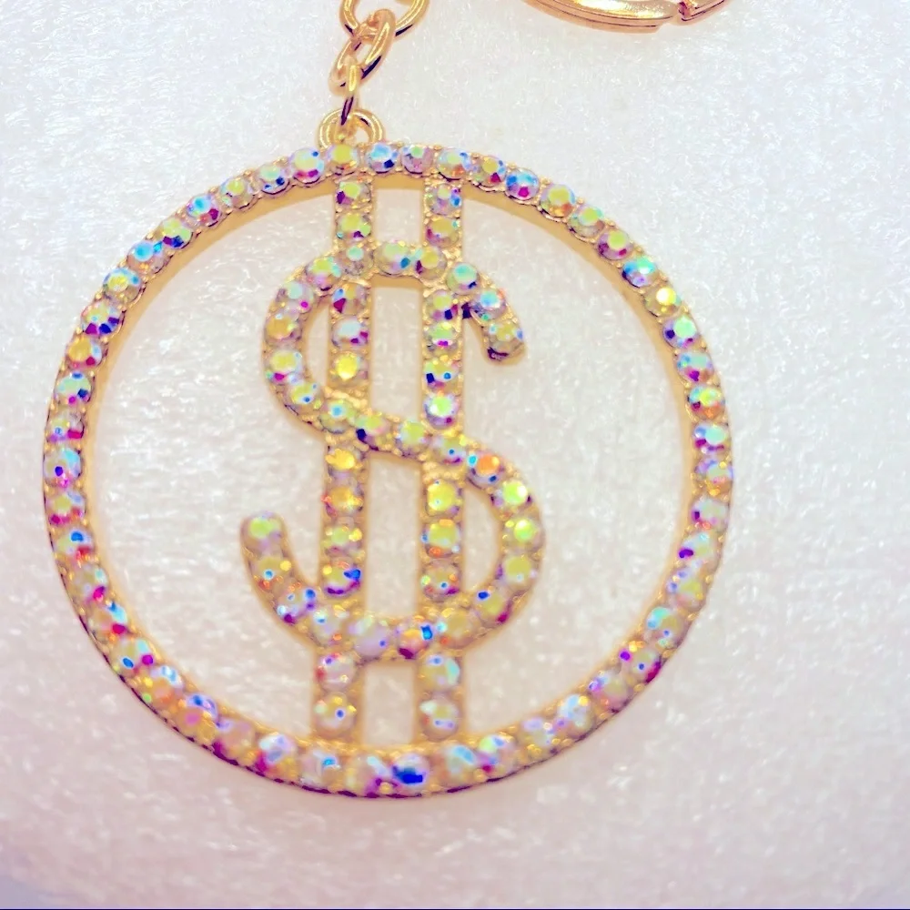 Purse Charm Key Chain Crystals Iridescent